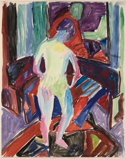 Female Back Nude Standing in a Room Corner