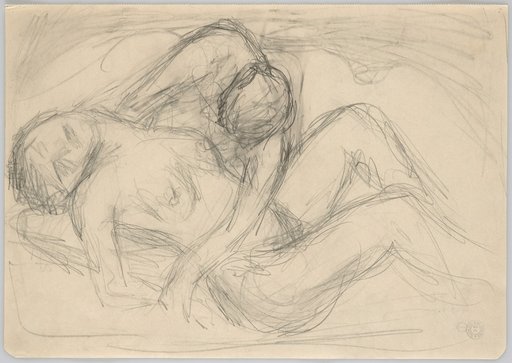 A Young Naked Man Embraces a Naked Reclining Woman with a Reclining Head