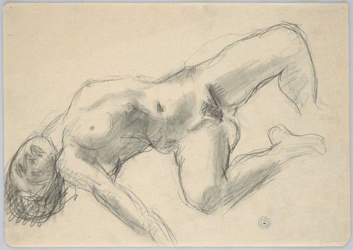 Reclining Female Nude with Spread Legs and Right Arm