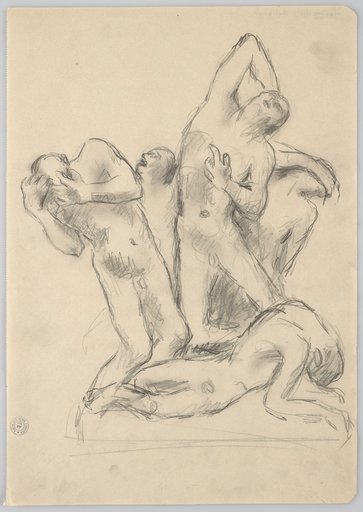 Design for a Group Sculpture with a Reclining Male Nude and Four Screaming, Rearing, or Collapsing Nudes
