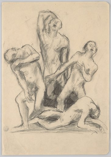 Design for a Group Sculpture with a Collapsed and Three Painfully Rising Male Nudes