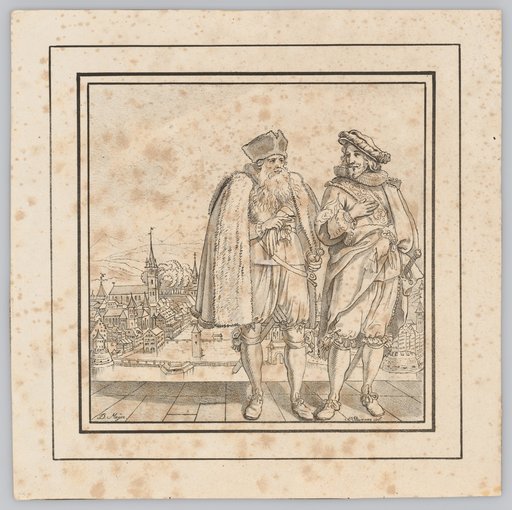 Two Lithographs after Pen Drawings by Dietrich Meyer the Elder