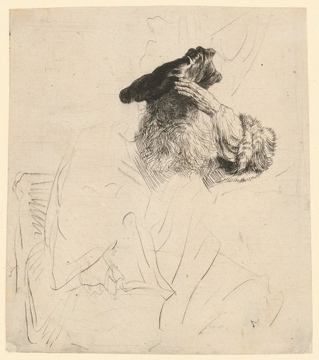 Old Man Shielding His Eyes with His Hand