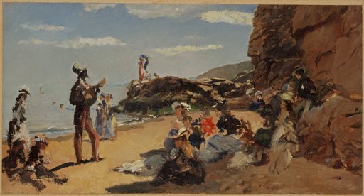 Musician on the beach at Scarborough