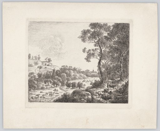 Tree-rich, hilly field landscape