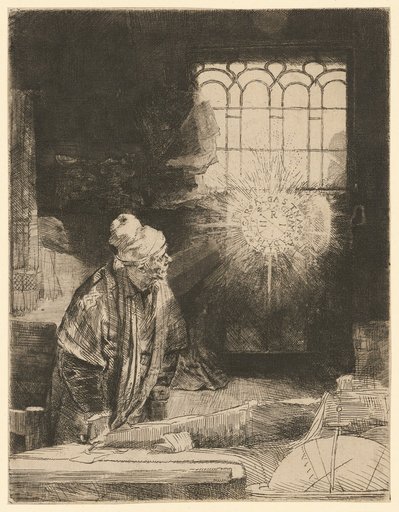 Faust in his study, contemplating a magical apparition (Saint Paul)