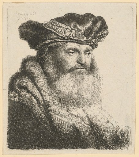 Bearded man with velvet cap and jeweled brooch
