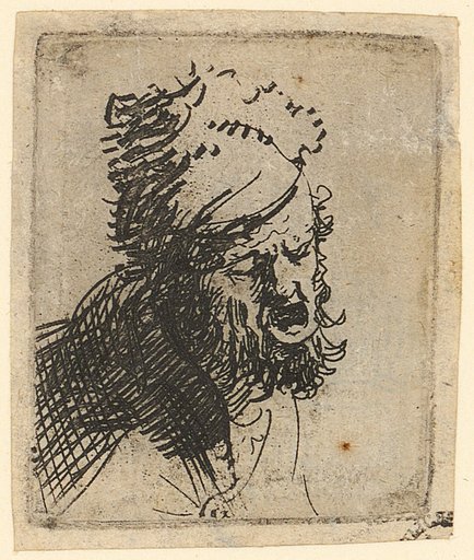 Screaming man with fur cap