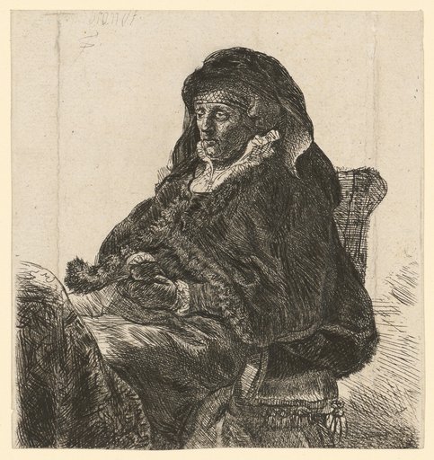 Rembrandt's Mother, sitting at the table