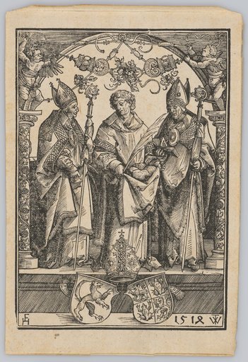 The Saints Valentine, Stephen, and Maximilian, Below the Coats of Arms of Passau and Wigelinus Fröschel