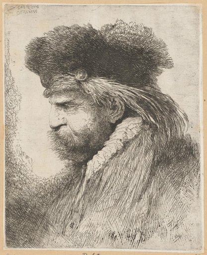 Bearded Man with a Fur Cap to the Left