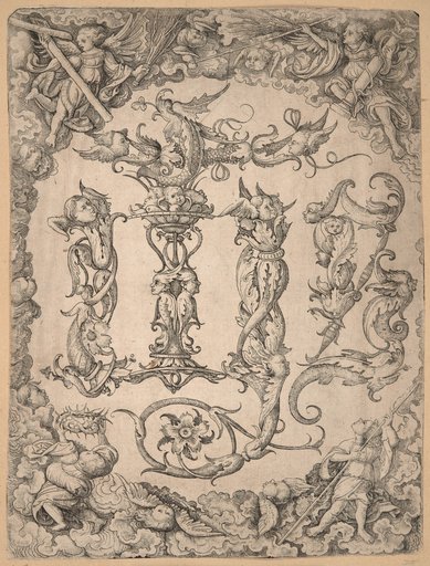 Monogram of the Name of Jesus, Formed from Grotesques