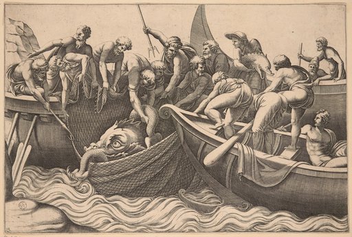 Fishermen Catching a Sea Monster