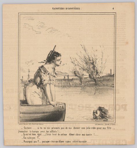 – Gustave..., if you do not promise to give me a pretty dress for my birthday...