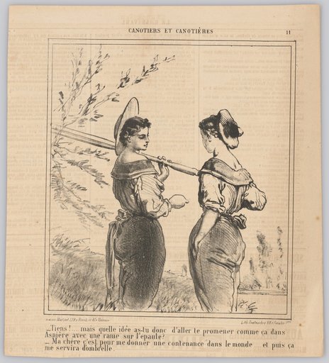 – Hey!.... but what idea did you have to go for a walk like that in Asnières with an oar on your shoulder?...