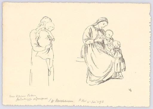 – The Artist's Wife – Standing Figure with Child and Seated Figure with Children