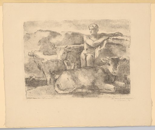 Arcadian Shepherd with Three Cows in a Landscape