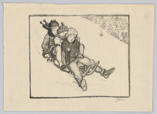 Three Children on a Sled