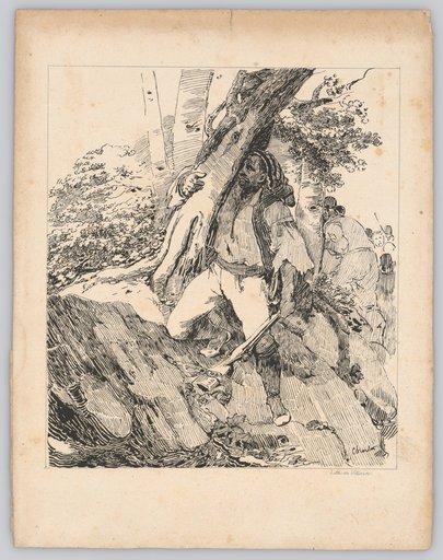 Armed Men Climbing the Edge of a Slope