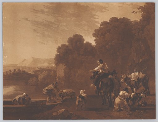 Shepherds and Shepherdesses on the Bank, Ferrying Sheep