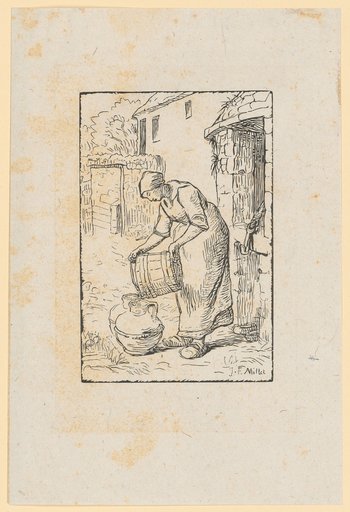 Woman Emptying a Bucket