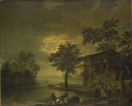 River Landscape with Fishermen by Moonlight