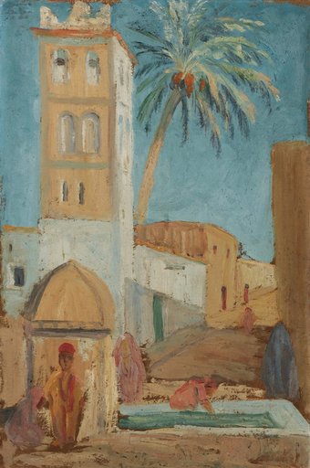Fountain Scene in a Moroccan Settlement
