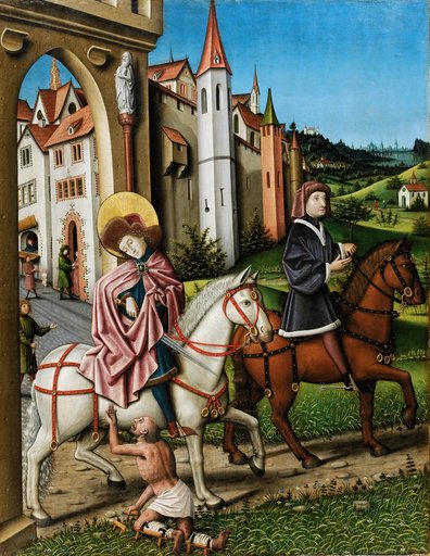 The Donation of the Cloak of St. Martin (Inside); Remains of a Passion Scene (Carrying of the Cross?) (Outside)