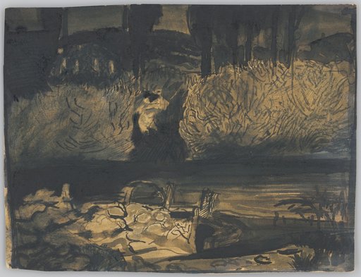 Nocturnal River Landscape with a Ferry