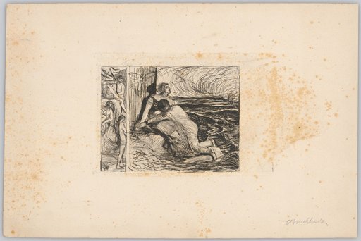 Seated Woman by the Sea with a Youth Kneeling at Her Lap