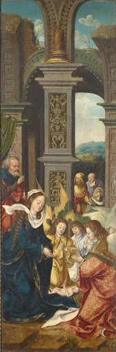 The Nativity (inner side); Marbling (outer side)