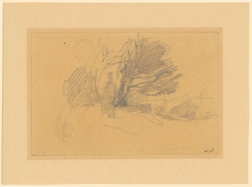 Figure Before a Group of Trees by the Sea