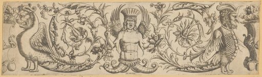 Frieze with Hybrid Creatures in Ornamental Scrolls