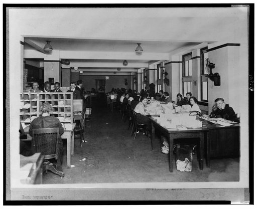Women putting checks in envelopes in the Veterans Bureau, Washington, D.C.