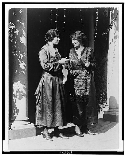 Mrs. Pethick-Lawrence, British suffrage leader, and Miss Alice Paul of the National Woman's Party, full-length portrait, standing, Washington, D.C.