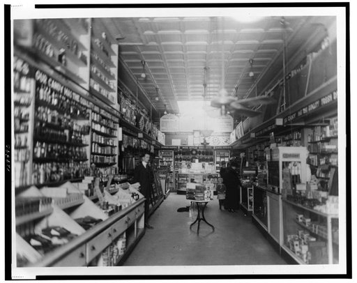 Interior of People's Drug Store, No. 5, 8th and H Streets, N.E., Washington, D.C., with employees and customers