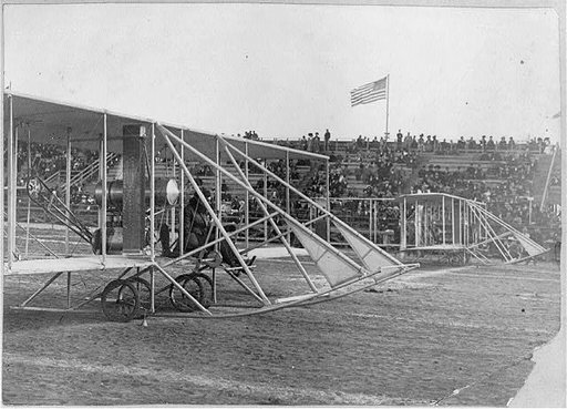 Wright aeroplane on starting track