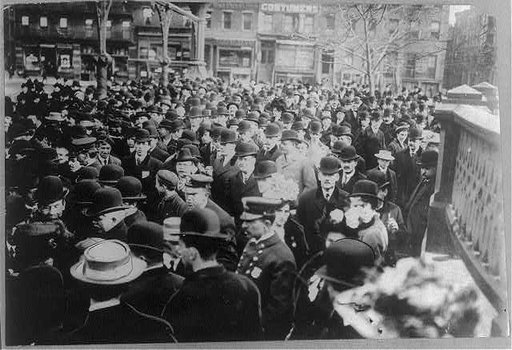 America's first Suffragette parade which marched up Broadway to Union Square, New York, Feb. 1905
