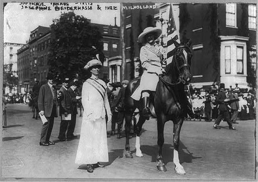 Josephine Beiderhasse and Inez (Milholland) Boissevain in Suffrage parade, Washington, D.C.