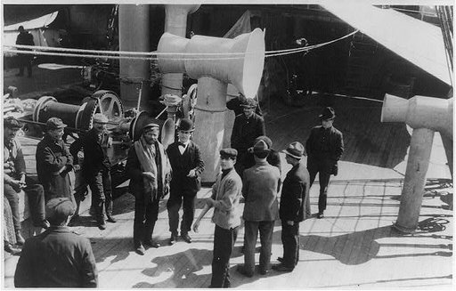 Immigrants on deck of "Fried. der Grosse" in steerage