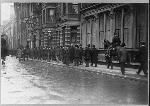 Anarchists - police driving crowd from Union Sq. after riot, New York City