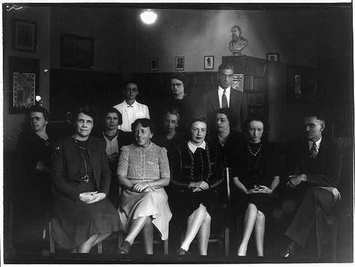 Staff members posed in the library of Eastern High School, Wash., D.C.