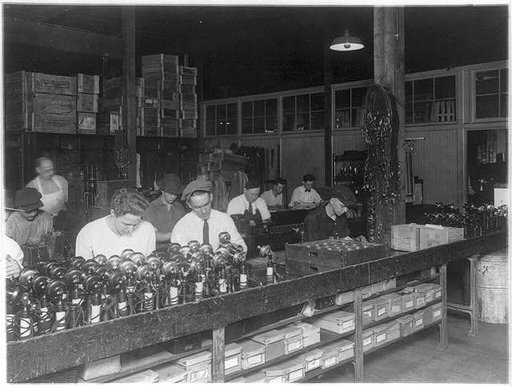 Men at work benches in C&P telephone company, Washington, D.C.