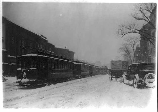 Washington, D.C. "Trolley tie-up on Jan. 28, 1922" in snow storm