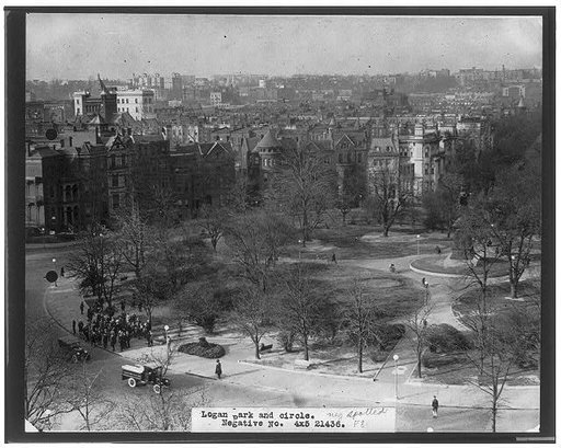 Aerial view of Logan Park and circle