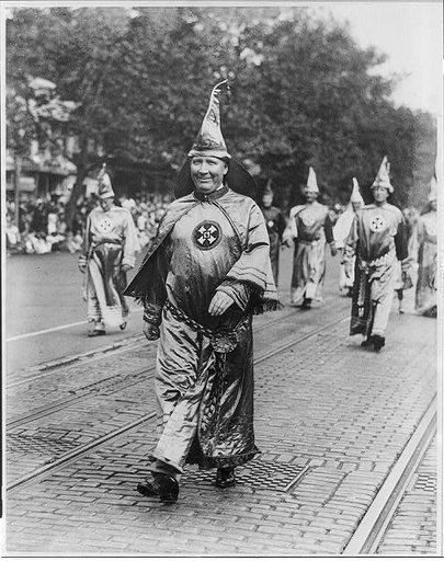 Dr. H.W. Evans, Imperial Wizard of the Ku Klux Klan, leading his Knights of the Klan in the parade held in Washington, D.C.