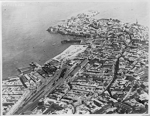 Aerial view, looking west, of Panama City