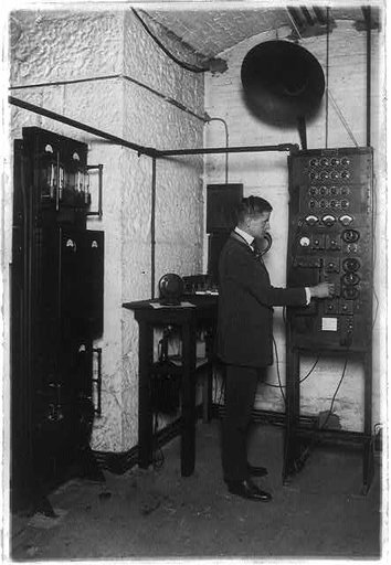 Man in public address amplifier control room in the U.S. Capitol