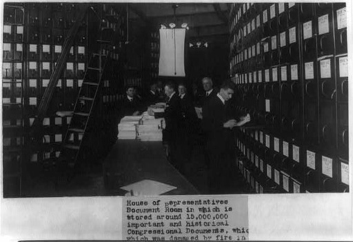 House of Representatives Document Room, which was damaged by fire in the U.S. Capitol last night