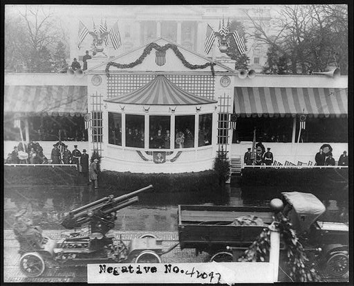 Artillery passing presidential reviewing stand during Inaugural Parade of President Herbert Hoover, 3/4/29